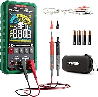TESMEN TSM-599 Smart Digital Multimeter, TRMS 6000 Counts, Voltage Tester, Volt Meter with NCV, DC/AC Voltage&Current, Resistance, Continuity, Diode, Capacitance, Hz%, Temperature, Live Wire - Green
