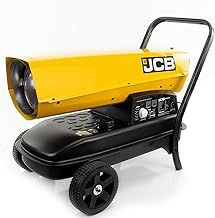 JCB Diesel Space Heaters, Kerosene or Diesel, Large Coverage Area, Adjustable Thermostat, Steel Frame for Workshops, Factories, Construction Sites, Warehouses, and Agricultural (140,000BTU / 37kW)