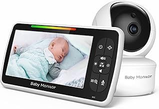 Baby Monitor with 30-Hour Battery, 5" Screen, Large Video Baby Monitor with Camera and Night Vision, Remote Pan/Tilt/Zoom Camera, Two-Way Talk, Lullabies, Up to 1000ft
