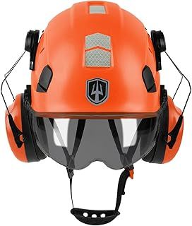 GREEN DEVIL Schutzhelm Arbeitshelm mit klarem Visier und Gehrschutz Ohrenschtzer Einstellbarer ABS Sicherheitshelm Belfteter Bauhelm mit EN 397 Industriehelm