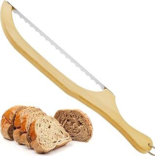 Bread Slicer Bread Cutter Stainless Steel Serrated Bagel Slicer 40cm Bread Bow Saw for Slicing Practical Sourdough Bread Slicer with Wooden Handle for Homemade Bread Bagels Baguettes(A)