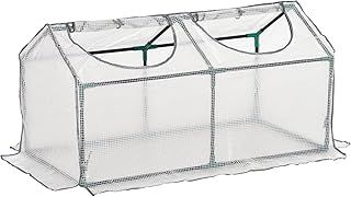 Outsunny Mini Greenhouse Portable Flower Planter Tomato Vegetable House for Garden Backyard with Zipper 120 x 60 x 60 cm, White