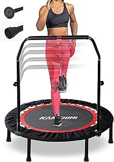 40" Folding Mini Fitness Indoor Exercise Workout Rebounder Trampoline with Handle, Max Load 150KG