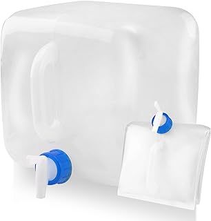 10L Collapsible Water Container with Spigot Large Capacity Foldable Water Canteen Lightweight Portable Water Carrier with Handle Square Water Bucket for Outdoor Camping Hiking Emergency Survival
