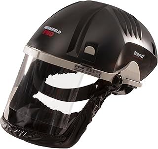 Trend Airshield Pro Full Faceshield, Dust Protector, Battery Powered Air Circulating Mask for Woodworking, AIR/PRO, Black and Grey