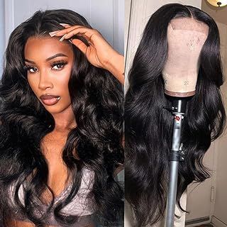 DÉBUT Body Wave Lace Front Wig Human Hair 4×4 Lace Front Wigs for Women HD Lace Front Wig Human Hair 180% Density Pre Plucked with Baby Hair Glueless Wigs (16 inches, Natural Black)