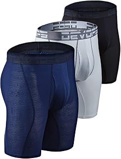 Men's Perfomance Cool Dry Mesh Underwear Boxer Trunk 6-inch Brief (3 Pack)