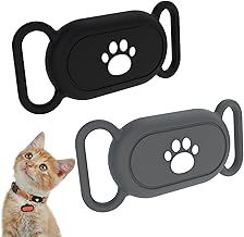 2 Pcs Dog Collar Holder for Samsung Smart Tag 2 Collar Case for Samsung Galaxy Smart Tag 2 Protective Case for Samsung Smart Tag 2 Cases Collars Holder Accessory (Black, Grey)