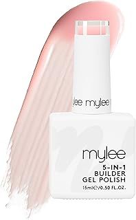 Mylee 5 in 1 Builder Base Strengthening Gel 15ml, UV/LED Nail Polish Coat for Hard Strong Nails Tips & Extensions, For Nail Art Decoration, Decals & Jewels, Professional Manicure Repair (Light Pink)