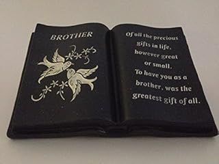 Brother Slate Grey Memorial Book – Dove & Diamante Detail – Grave Plaque Ornament Tribute