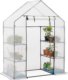 CHRISTOW Walk In Greenhouse With Shelves, Large Reinforced Green House With Tubular Steel Frame, 4 Shelf Heavy Duty Growhouse, 6ft 4in x 4ft 7in x 2ft 4in