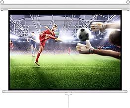 INMOZATA Pull Down Projector Screen 120 inch/266x149cm Wall & Ceiling Mounted HD Projection Screen with 16:9 Ratio Matte White Screen for Home School Cinema Theater Outdoor Indoor Public Display-White