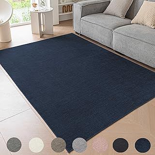 Ceneco Navy Blue Rug,Short Pile Rugs for Bedroom,Chenille Non Slip Carpet, Washable Rugs Living Room, Large Area Rug for Play Room,Thin Carpet for Dining (Navy Blue, 120×160cm)