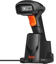Tera [Pro Series] 1D 2D QR Wireless Barcode Scanner Bluetooth Extra Fast Long Transmission Super Fast Scanning Speed with USB Charging Cradle Stand, HW0007, Orange