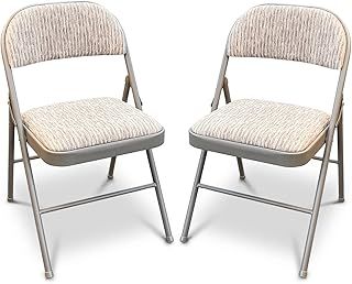 Crystals Deluxe Fabric Padded with Heavy Duty Steel Metal Frame Folding Back Rest Chair for Home Garden Office Computer Desk (2)