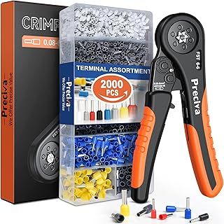 Crimping Tool Kit, Preciva Wire Crimper Plier Set, 0.08-10mm²/2000pcs Connectors Self Adjustable, Ratchet Hand Hexagonal Bootlace Ferrule Cable Crimp Terminal Pliers