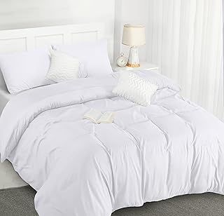 Utopia King Size Duvet Cover with Pillow cases - Soft Microfibre Polyester - Bedding Quilt Set (White)