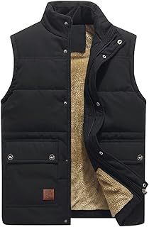 KEFITEVD Men's Winter Fleece Sleeveless Jacket Windproof Body Warmer Warm Gilet Fishing Photography Vest with Multi Pockets