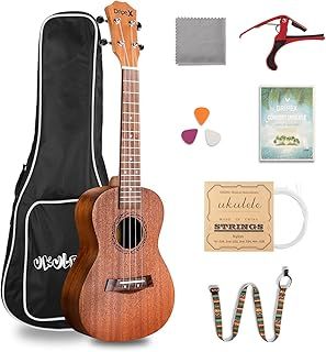 Dripex 23 Inch Concert Ukulele, Small Guitar Ukelele, Professonial Wood Ukulele Starter with Beginners Kit, Quality Musical String Instrument for Adults or Kids (Natural Color)
