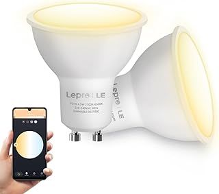 Lepro GU10 Smart Bulbs, Warm to Cool White Dimmable LED Spot Lights, Works with Alexa and Google Home, 4.5W = 50W, 300lm, 2700K-6500K, 100° Beam Angle, No Hub Required, Pack of 2