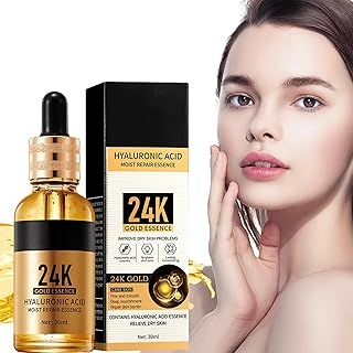 24K Gold Facial Serum, Hydrating Essence, Wrinkle Care, Collagen Boost, Dark Spot Corrector, Skin Firming Formula for Women (30ml)