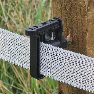 Electric Fence Tape and Rope Combi Clip Insulator | Screw-In | Insulated Plastic Fence Wire Hook | Wood Screw for Wooden Posts | UV Stabilised and Weather Resistant | Ideal for Horse Fences (75)