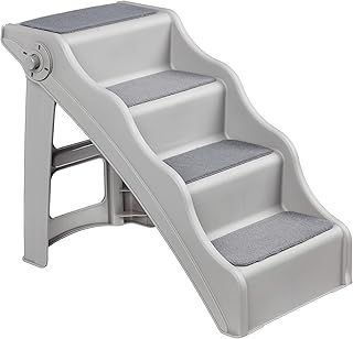 Amazon Basics Foldable Dog Steps for Bedroom and Sofa, Grey, 60.7 x 40.9 x 50.2 cm