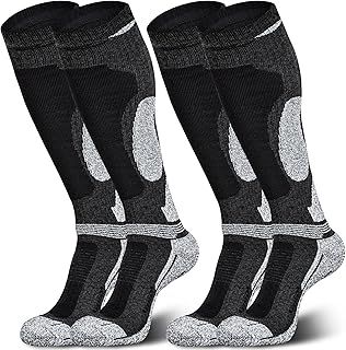 Merino Wool Ski Socks, Cold Weather Knee-High Thermal Socks for Winter, Snow, Snowboarding, Hiking