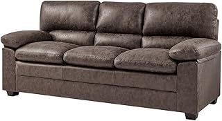 Oxford 2 Seater Sofa. Grey Faux Leather Sofa, Two Seater Bonded Leather Couch. Large Sofas For Living Room Furniture, Easy Wipe Clean. Two Seater Sofa, Grey, 153cm x 83cm x 93cm.