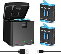 Battery Charger, 2-Pack 1800mAh Rechargeable Enduro for GoPro Hero 11/12/10/9, Triple Charger Station with 3-Channel USB