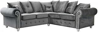 Hugo Sofa | 3 Seater 2 Seater Corner Sofa | Plush Velvet Grey | Living Room | Warranty Included… (Corner)