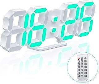 EDUP HOME 3D LED Wall 15” Remote Control Digital Timer Nightlight Watch Alarm Clock for Warehouse Office Home Living Room,12/24 Hour Display, Brightness to Adjust, White