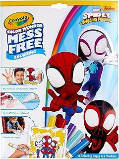 CRAYOLA Color Wonder - Marvel Spidey and His Amazing Friends Mess-Free Colouring Book (Includes 18 Spider Man Colouring Pages & 5 Magic Color Wonder Markers)