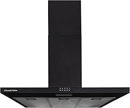 Russell Hobbs Chimney Cooker Hood 90cm T-Shaped Kitchen Extractor Fan in Black, 3 Speed Settings & LED Light Extraction & Recirculation Features, 3 x Washable Aluminium Filters RHTCH900B1B