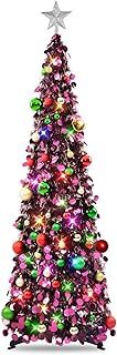 MACTING Christmas Tree, 5ft Collapsible Pop up Christmas Tinsel Tree with Stand Tinsel Coastal for Holiday Xmas Decorations,Home Display, Office Decor(Purple)