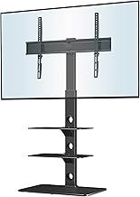 BONTEC Universal Floor TV Stand for 30-70 inch LED OLED LCD Plasma Flat Curved Screens, Height Adjustable Tall TV Stand with 3-Tier Tempered Glass Shelves up to 40KG, Max VESA 600x400mm