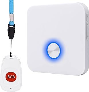 Patient elderly Alert Alarm System Rechargeable Wireless Pager Alarm Home Safety Emergency Call Button Doorbell Elderly Caregiver Personal Pager for Kids Handicapped Pregnan (1 to 1)