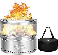 Φ50 cm Smokeless Fire Pit Wood Burning with Holes, Stainless Steel Portable Outdoor Bonfire Stove with Carrying Bag