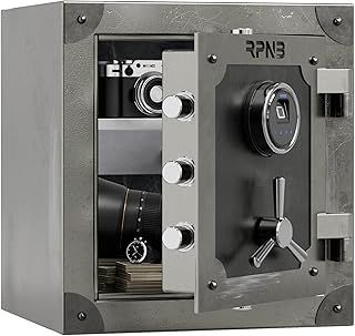 RPNB Biometric Safe, Retro Style Fingerprint Safe Box with Touch Screen, Interior Jewelry Drawer, Deluxe Large Home Safe Perfect for Home Office Hotel, 48L