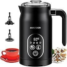 Electric Milk Frother and Steamer, 4-in-1 Functions with Temperature Control, Hot and Cold Foam Maker with 2 Whisks for Hot Chocolate Milk, Cappuccinos, Latte, Macchiato, Black