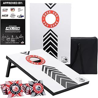Official Cornhole Set 90 x 60 cm - Red Zone - 2 Cornhole Boards - 2 x 4 Cornhole Bags - Carrying Bag Included - MDF - Premium Quality
