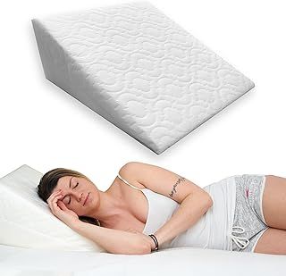 Bed Wedge Pillow Cushion - Incline Orthopedic Support - For Acid Reflux Back Pain, Snoring & Heartburn Reduces Respiratory Problems - Removable Washable Cover
