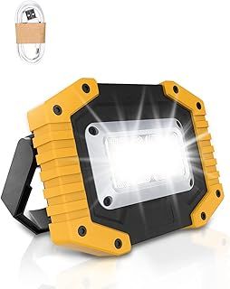 LED Rechargeable Work Lights, 45W Floodlight Battery Security Light with 3 Modes Outdoor COB Floodlight Camping Lights with USB Waterproof for Yard, Garage, Fishing, Hiking(Batteries Included)
