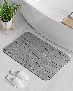 ZORUMAN Stone Bath Mat, Quick-Drying & Non-Slip Diatomite Bath Mat, 100% Natural Super Absorbent Bathroom Shower Mat, Ideal for Use in Kitchens, Showers, or Pet Zones, Easy to Clean, 23.6" x 15.4"