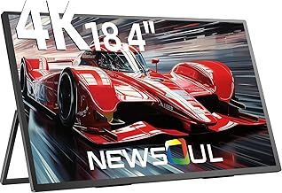 Newsoul Portable Monitor 18.4 Inch 4K Ultra HD Matte Screen, Aluminium Shell, Narrow Bezel Design with VESA Hole, Mini HDMI and USB-C Ports, Larger Second Screen for Laptop/Phone/PS5/X-Box/Switch