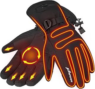 KEMIMOTO Rechargeable Heated Gloves 3 Adjustable Heating Levels Touchscreen Waterproof Washable Winter Hand Warmers Two 2500mAh Battery Electric Heating Gloves for Men Women for Skiing Hiking