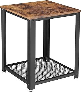 VASAGLE Side Table, Industrial End table, Coffee Table, with Metal Frame, Easy to Put Together, for Living room, Bedroom, Kitchen, Rustic Brown and Black LET41X, Vintage