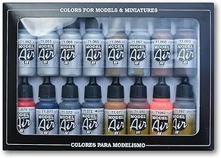 Vallejo Model Air Metallic Effects Acrylic Paint Set for Air Brush - Assorted Colours (Pack of 16),17 ml