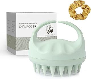 Sndyi Scalp Massager Shampoo Brush, Head Scalp Massager for Hair Growth, Scalp Scrubber with Soft Silicone Bristles, Scalp Scrubber/Exfoliator for Dandruff Removal, Wet Dry Scalp Brush, Green