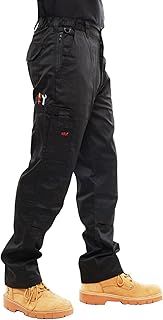 BKS Mens Combat Cargo Work Trousers Size 28 to 56 with Knee Pad Pockets in Black or Navy